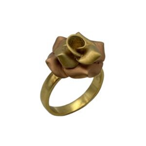 Δαχτυλίδι K18 Τέχνης με Τριαντάφυλλο σε Διχρωμία Χρυσού