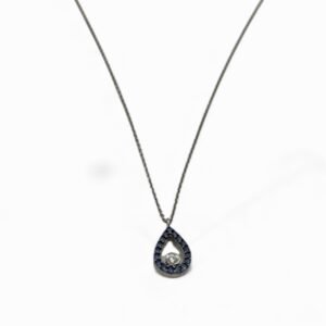 Fa Cadoro Κολιέ Ασήμι 925 με Μπλε Ζιργκόν – Σταγόνα (Teardrop Pendant)