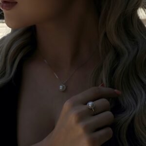 Fa Cadoro Δαχτυλίδι Ασήμι 925 με Μαργαριτάρι & Στεφάνη από Λευκά Ζιργκόν