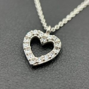 Κολιέ Καρδιά Κ14 Λευκόχρυσο με Ζιργκόν
