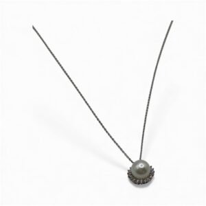 Fa Cadoro Κολιέ Ασήμι 925 με Μαργαριτάρι & Στεφάνη απο Λευκά Ζιργκόν