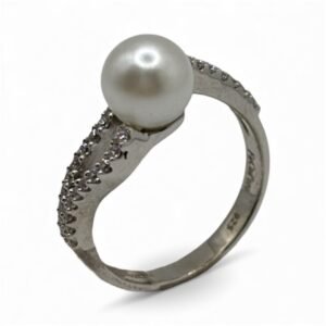 Fa Cadoro Δαχτυλίδι Ασήμι 925 με Μαργαριτάρι & Λευκά Ζιργκόν – Classic Pearl Ring