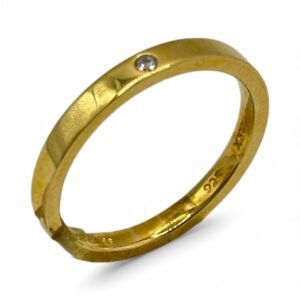 Fa Cadoro Δαχτυλίδι Ασήμι 925 Επιχρυσωμένο με Λευκό Ζιργκόν – Minimal Solitaire Band