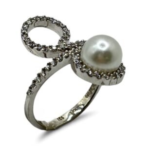 Fa Cadoro Δαχτυλίδι Ασήμι 925 – Pearl & Infinity Halo