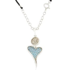 Γούρια 2026 – μενταγιόν καρδιά – Επιπλατινωμένο με Θαλασσί Ζιργκόν – GΙ-026021