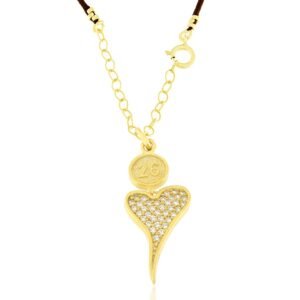 Γούρια 2026 – μενταγιόν καρδιά – Επιχρυσωμένο με Λευκό Ζιργκόν – GΙ-026021