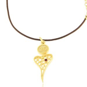 Γούρια 2026 – μενταγιόν καρδιά τρυπητή – Επιχρυσωμένο με Ροζ Ζιργκόν – GΙ-026022