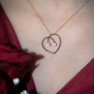 Κολιέ Καρδιά Κ14 με Διπλή Λάμψη από Ζιργκόν