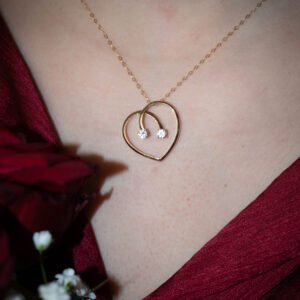 Κολιέ Καρδιά Κ14 με Διπλή Λάμψη από Ζιργκόν