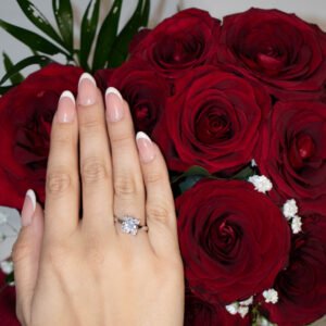 Δαχτυλίδι Κ14 Λευκόχρυσο Μονόπετρο Princess Cut