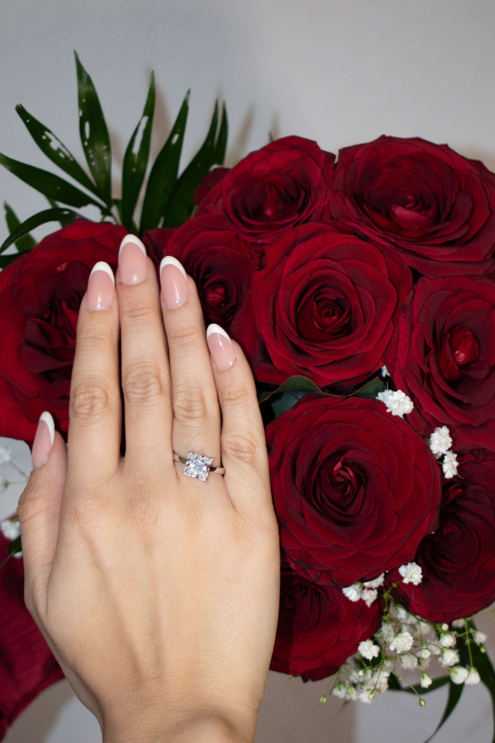 Δαχτυλίδι Κ14 Λευκόχρυσο Μονόπετρο Princess Cut