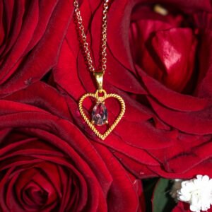 Κολιέ Καρδιά Κ9 με Ροζ Λάμψη Αγάπης