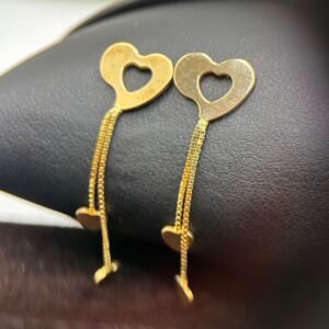 Μακριά Σκουλαρίκια Κ14 Καρδιά με Αλυσίδα σε Κίτρινο Χρυσό