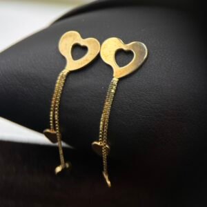 Μακριά Σκουλαρίκια Κ14 Καρδιά με Αλυσίδα σε Κίτρινο Χρυσό