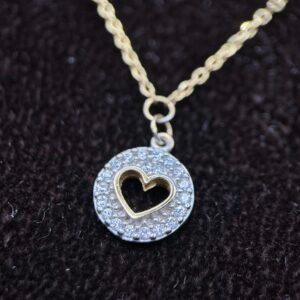 Κολιέ Κ14 Διχρωμία με Καρδιά & Ζιργκόν