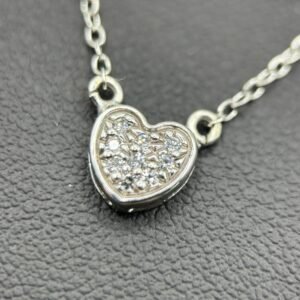 Κολιέ Λευκόχρυσο Καρδιά Pavé