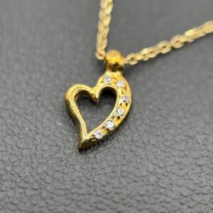 Κολιέ Κ9 Καρδιά Περίγραμμα με Ζιργκόν