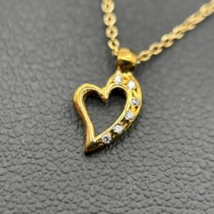 Κολιέ Κ9 Καρδιά Περίγραμμα με Ζιργκόν