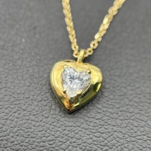 Κολιέ Κ14 Καρδιά με Κεντρική Πέτρα Heart Cut